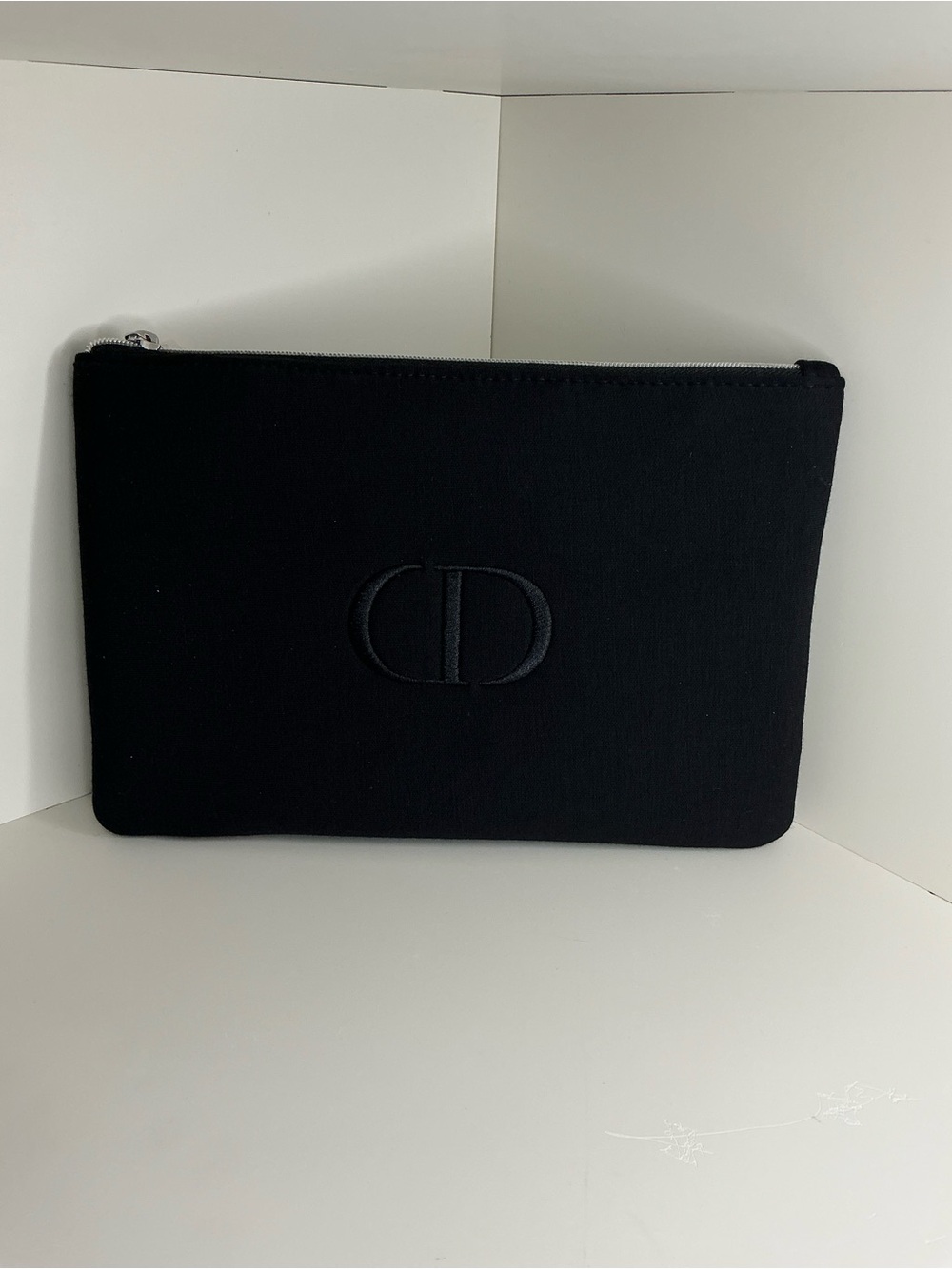 Dior Black Embroidered CD Canvas Toiletry Pouch
